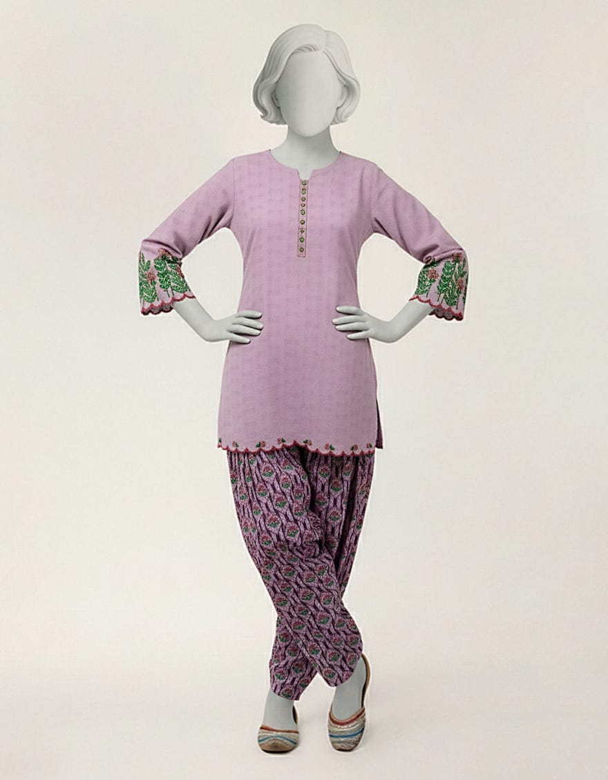LILAC LAWN EMBROIDERED STITCHED 2PC