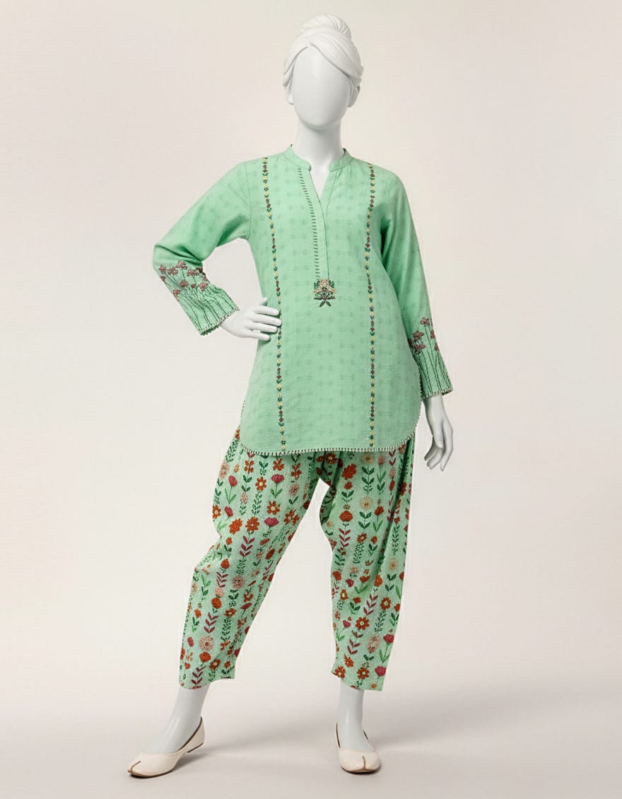 GREEN LAWN EMBROIDERED STITCHED 3PC