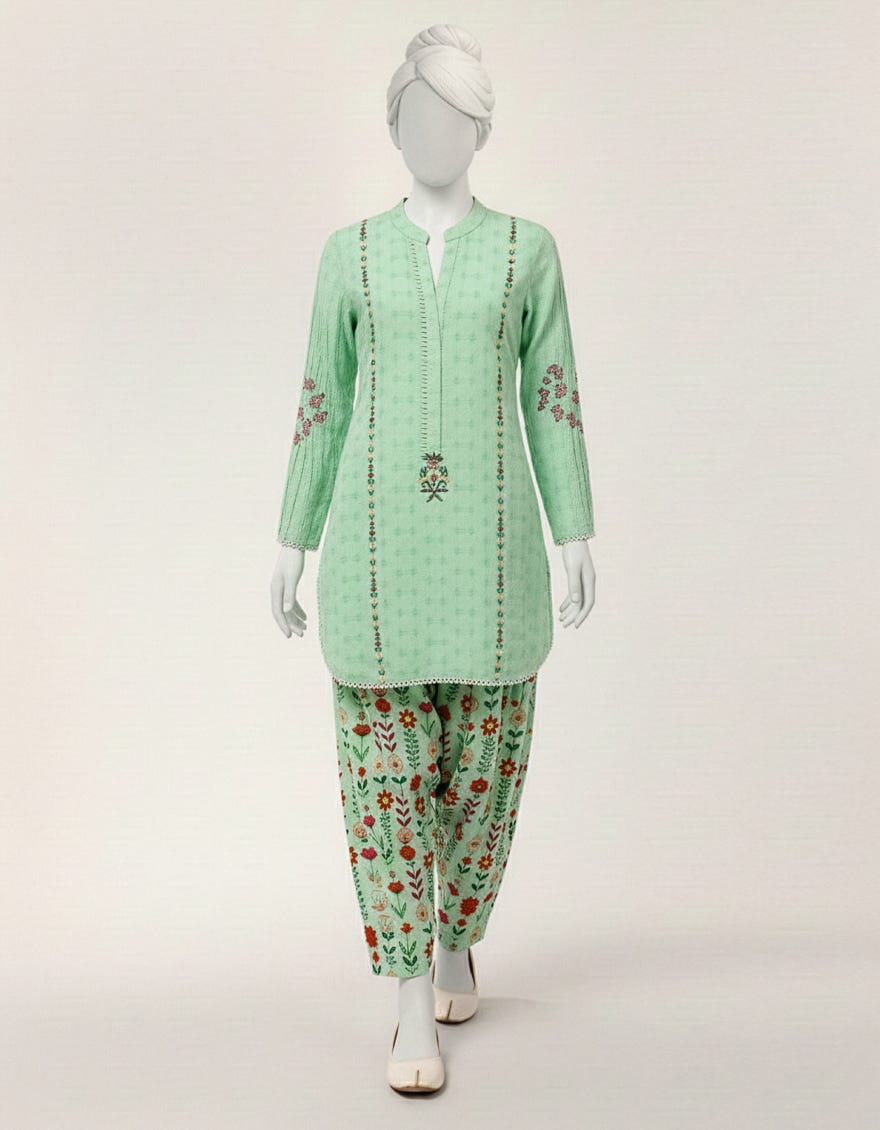GREEN LAWN EMBROIDERED STITCHED 3PC