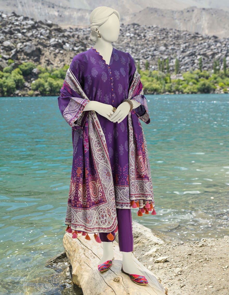 Violet Cambric Unstitched 3 Piece Dress | Jjls-W-Jw-23-1733
