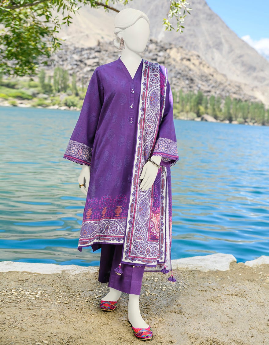 Violet Khaddar Unstitched 3 Piece Dress | Jjls-W-Jw-23-1737