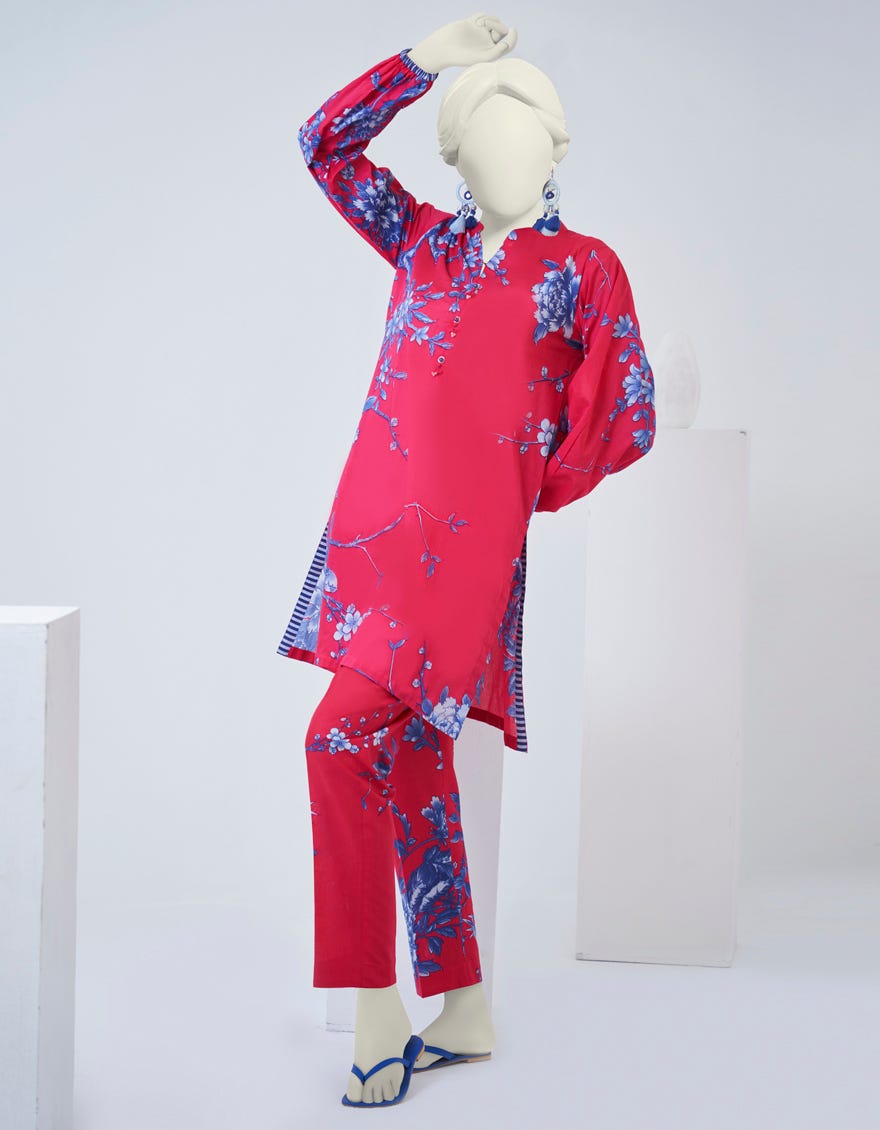 Pink Lawn 2 Piece Stitched Dress | Jjpw-S-Jw2-23-2002