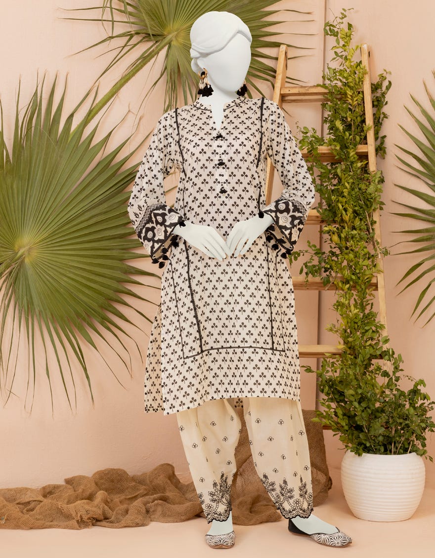 White Lawn Unstitched 2 Piece Dress | Jjls-S-Jw2-23-2007