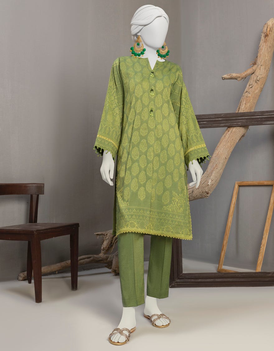 Green Viscose Unstitched 2 Piece Dress | Jjls-S-Jw2-23-2018