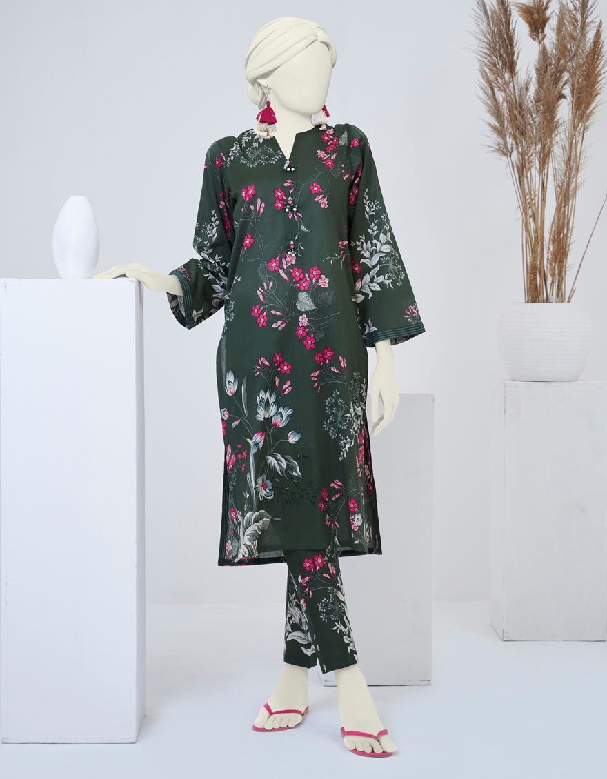 Green Lawn 2 Piece Stitched Dress | Jjpw-S-Jw2-23-2019