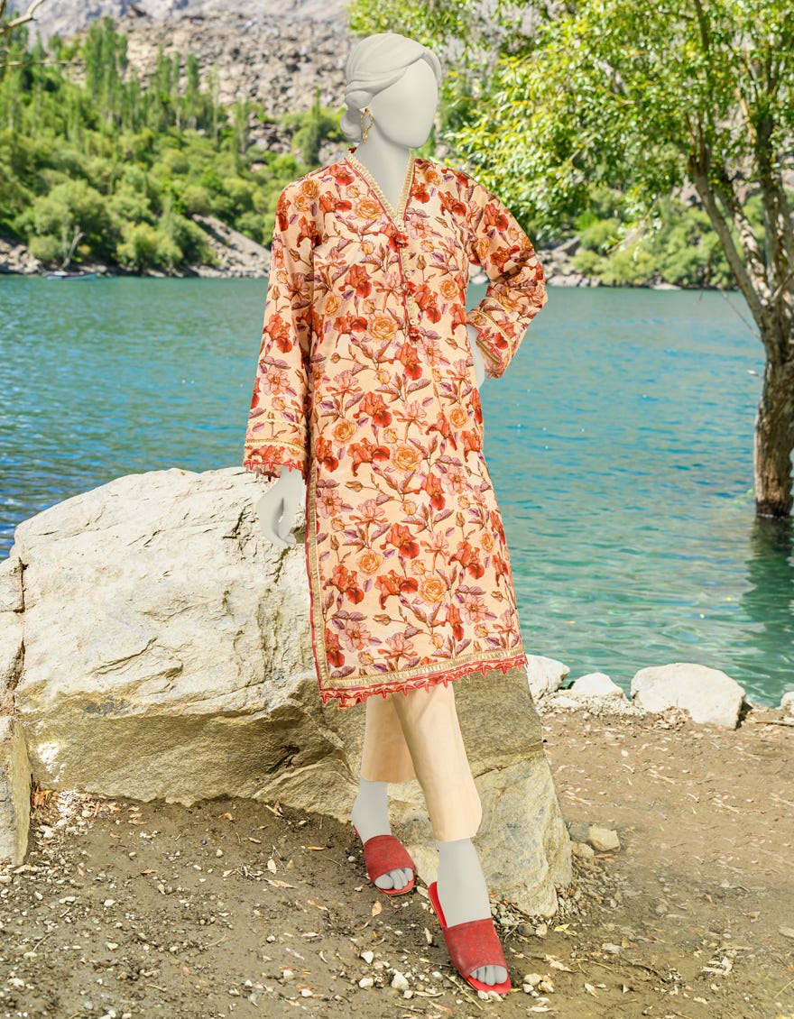 Brown Cambric Unstitched 2 Piece Dress | Jjls-W-Jw2-23-2025