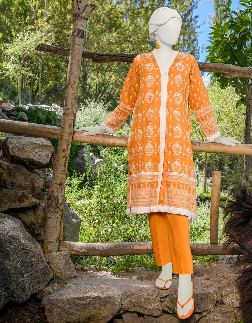 Yellow Khaddar Unstitched 2 Piece Dress | Jjls-W-Jw2-23-2030