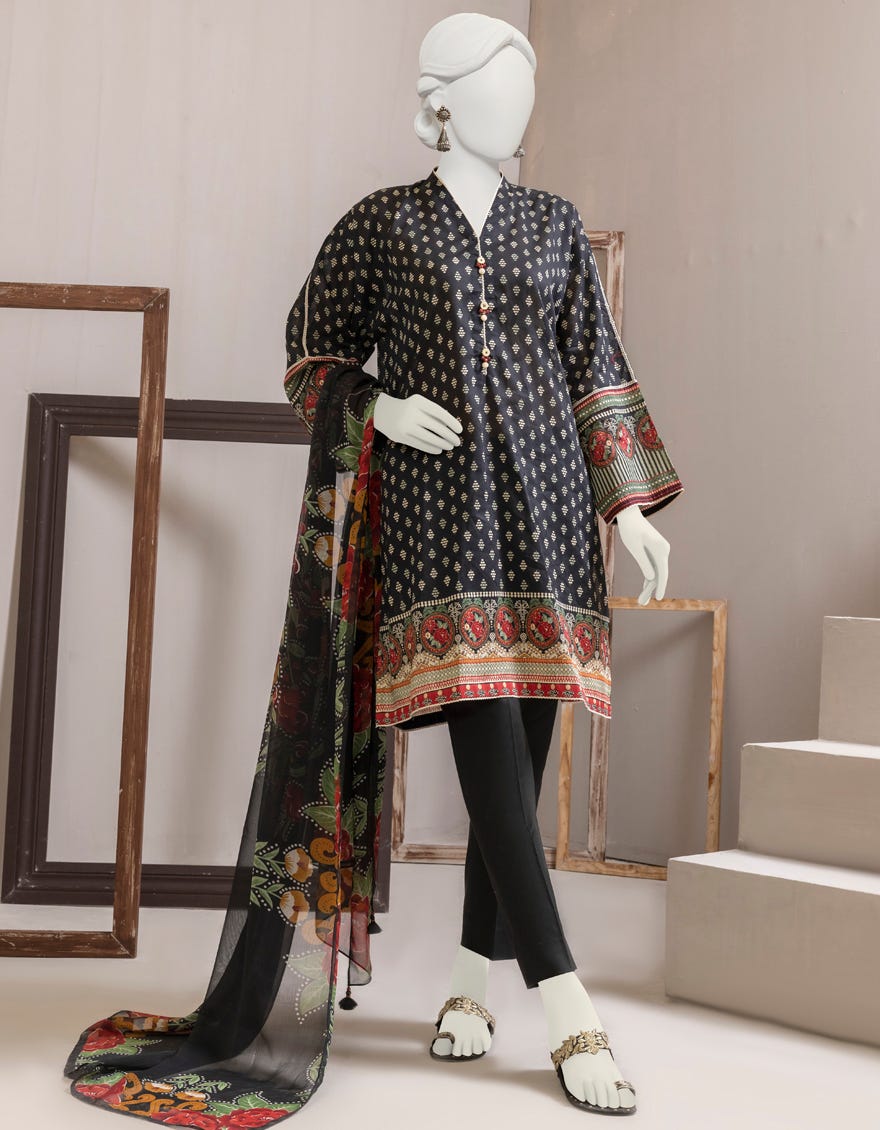 Black-Green Lawn Unstitched 2 Piece Dress | Jjls-S-Jw2-23-7010