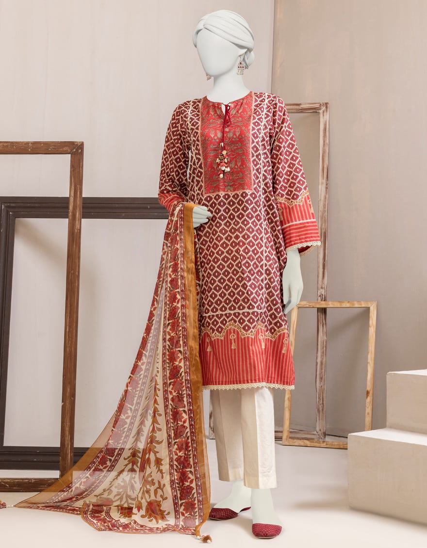 Multi Lawn Unstitched 2 Piece Dress | Jjls-S-Jw2-23-7011