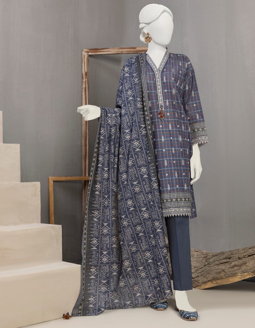 Blue Lawn Unstitched 2 Piece Dress | Jjls-S-Jw2-23-7014