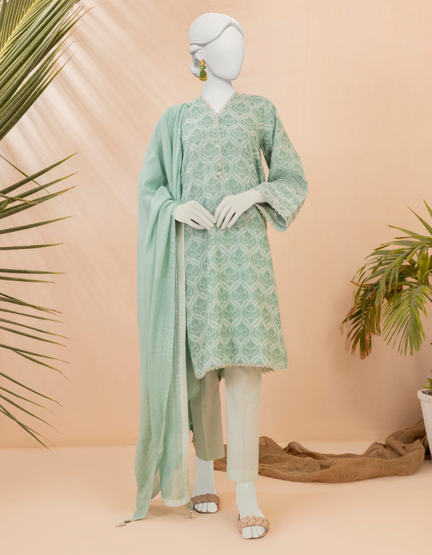 Cream Lawn Unstitched 2 Piece Dress | Jjls-S-Jw2-23-7018