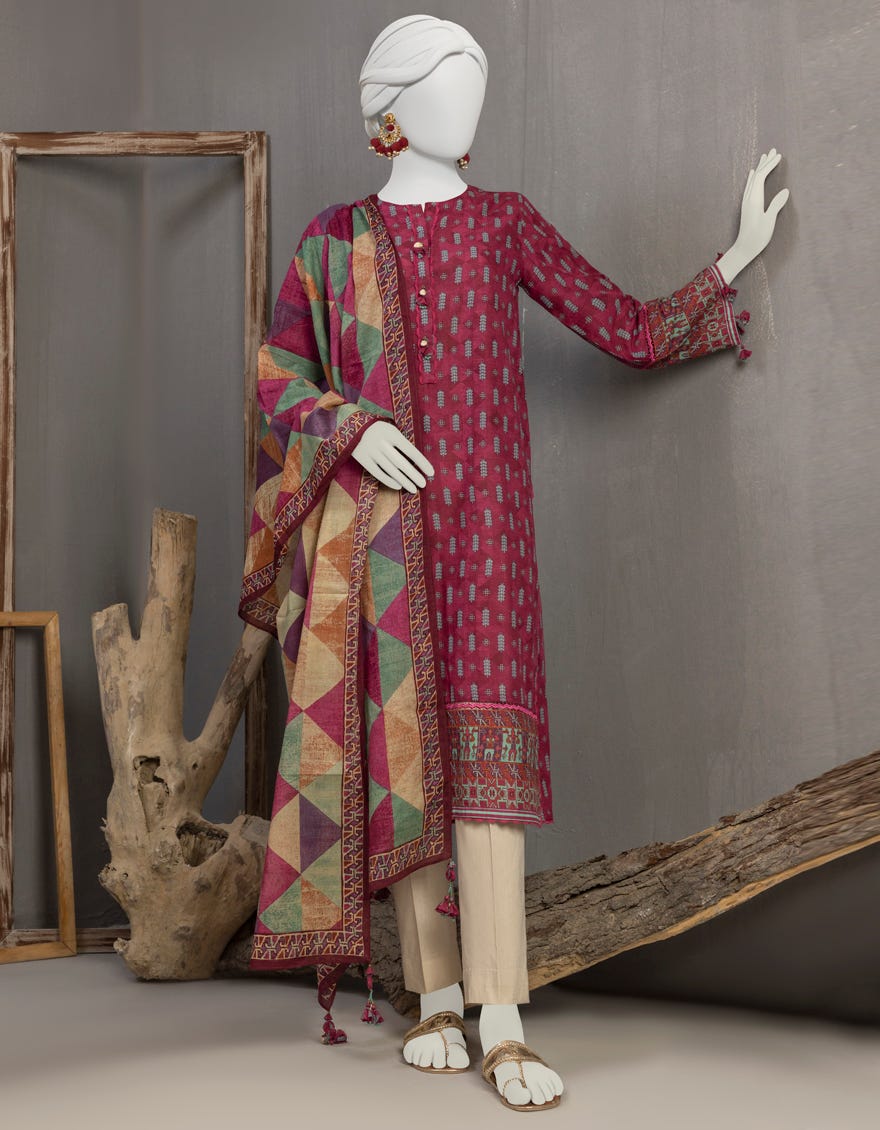 Pink Lawn Unstitched 2 Piece Dress | Jjls-S-Jw2-23-7023