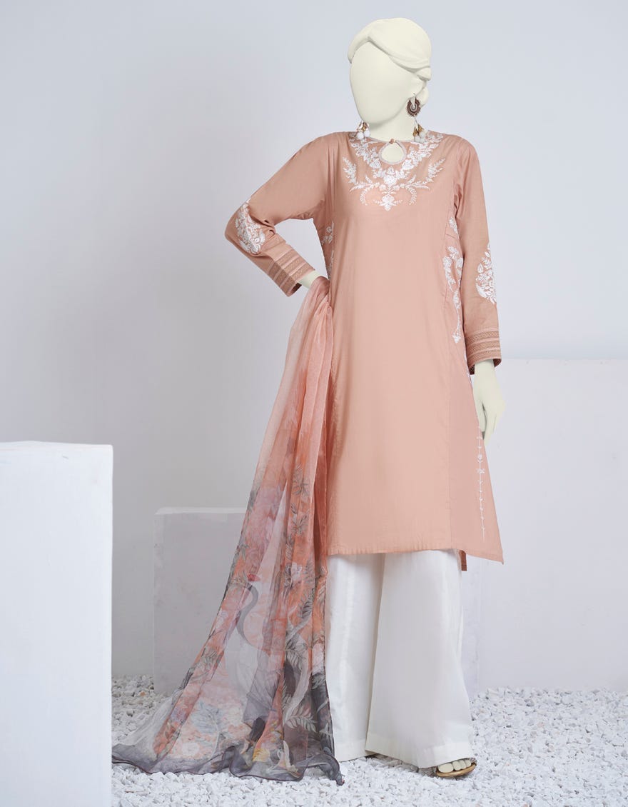 Red Lawn 2 Piece Stitched Dress | Jjpw-S-Jw2-23-7024