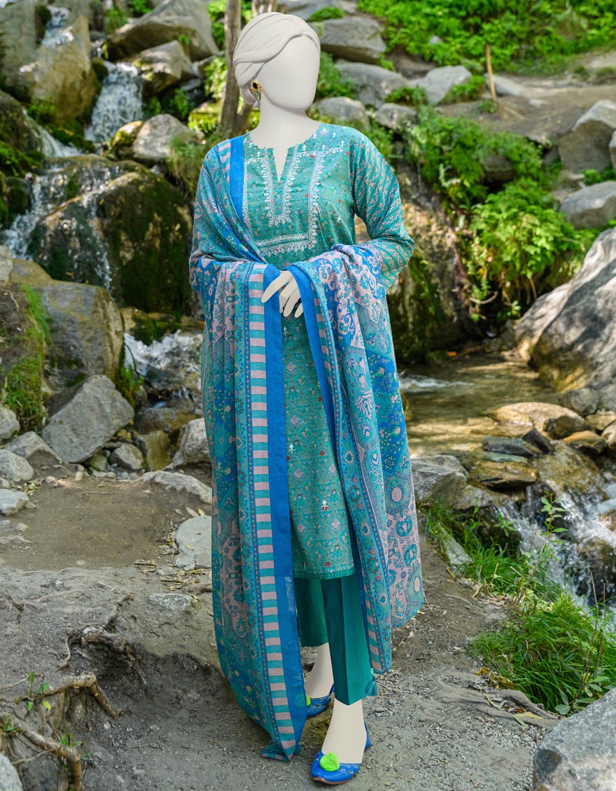 Multicolor Cambric Unstitched 2 Piece Dress | Jjls-W-Jw2-23-7032