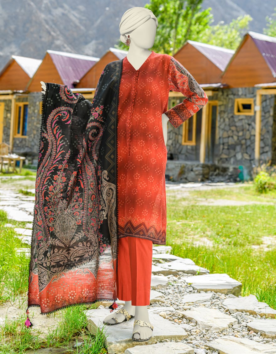 Multicolor Khaddar Unstitched 2 Piece Dress | Jjls-W-Jw2-23-7042