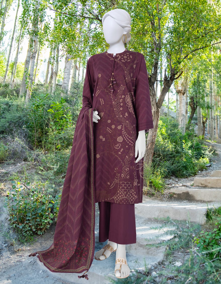 Violet Cambric Unstitched 2 Piece Dress | Jjls-W-Jw2-23-7047