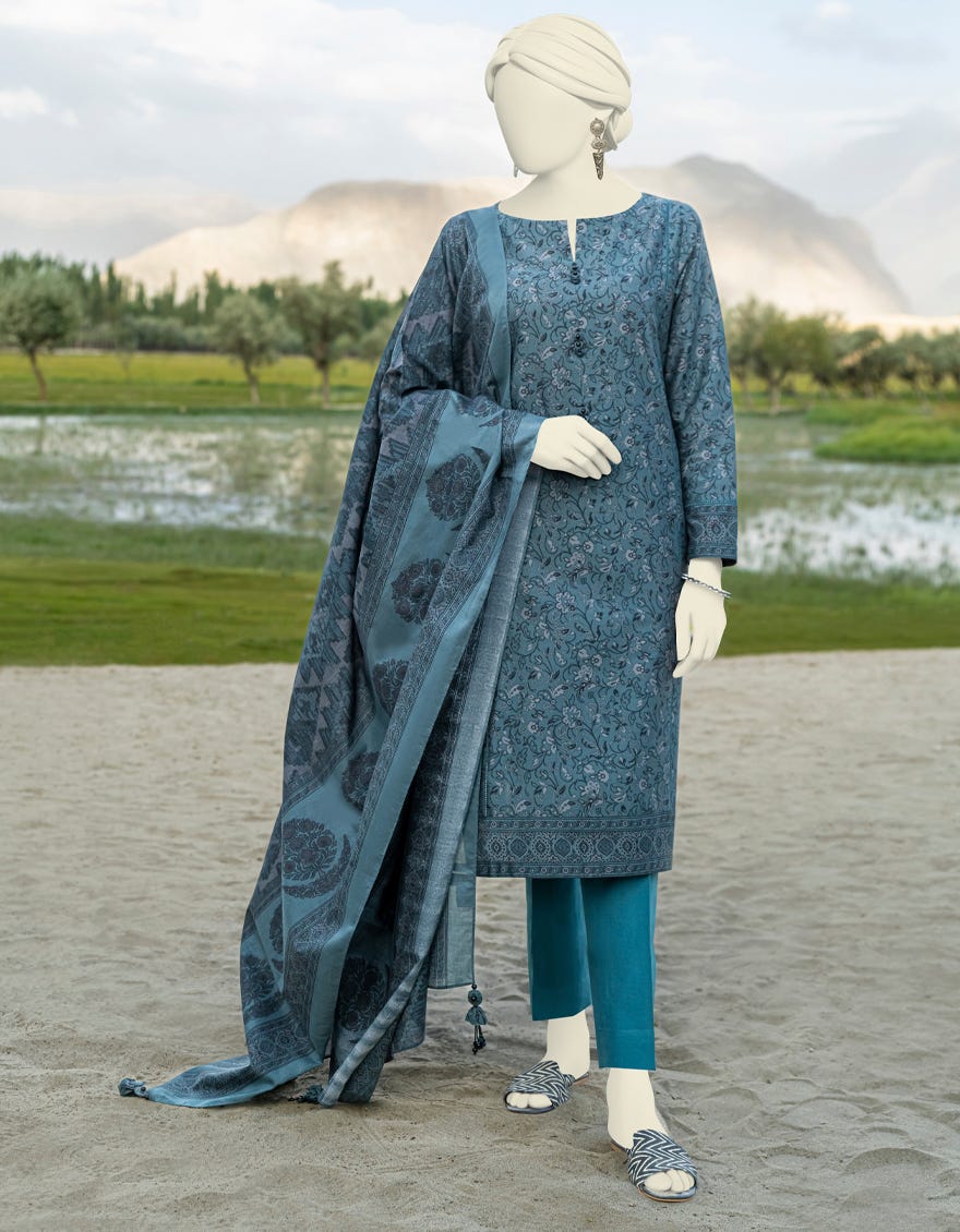 Grey Cambric Unstitched 2 Piece Dress | Jjls-W-Jw2-23-7052