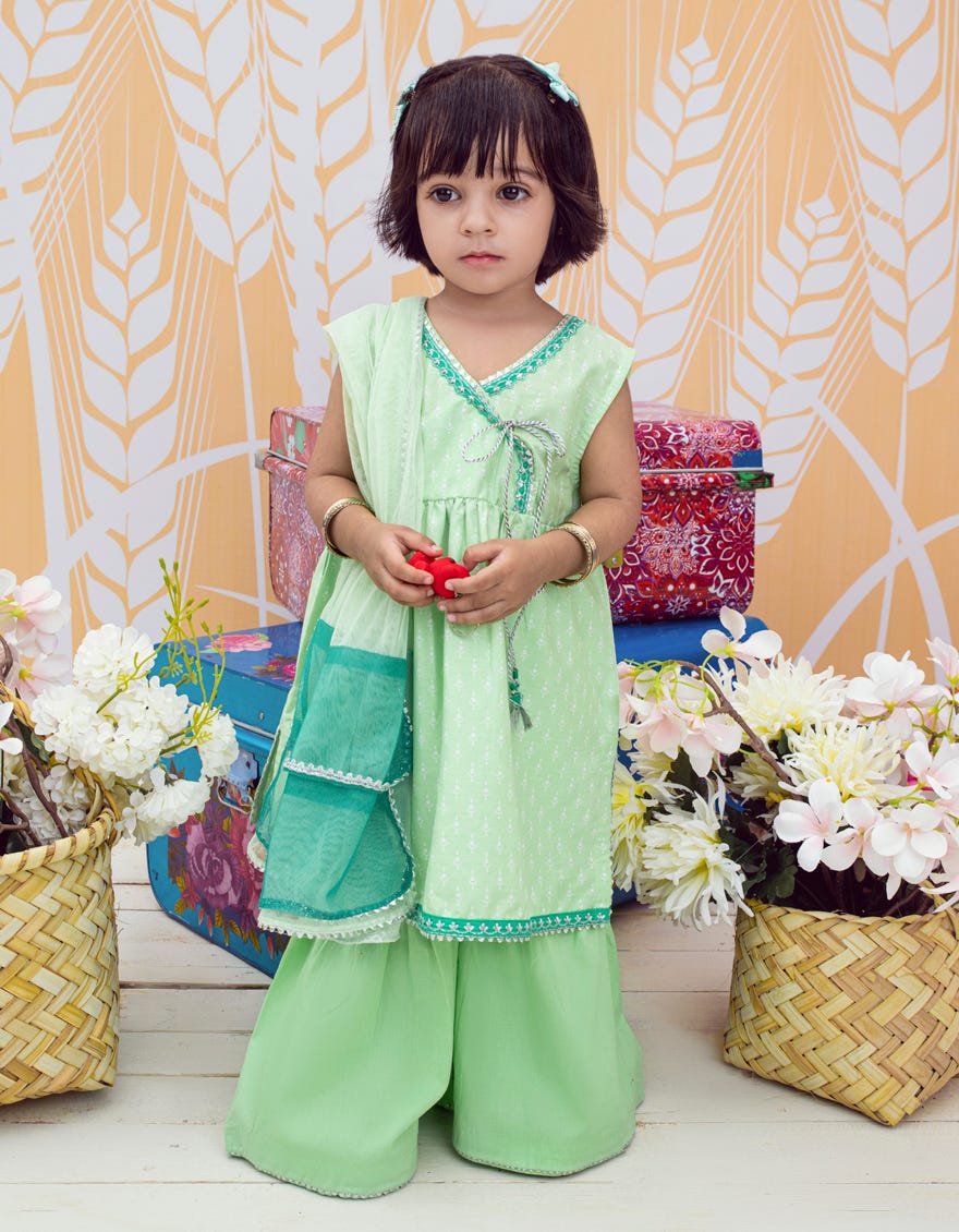 Green Cambric Infant 3 Piece | Jik-W-Jwk-23-5002