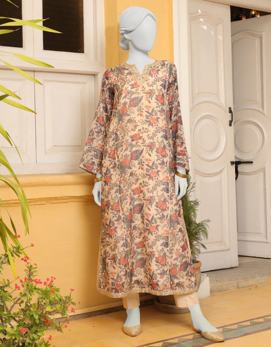 Beige Lawn Women's Kurti | Jjlk-W-Jws-22-3067