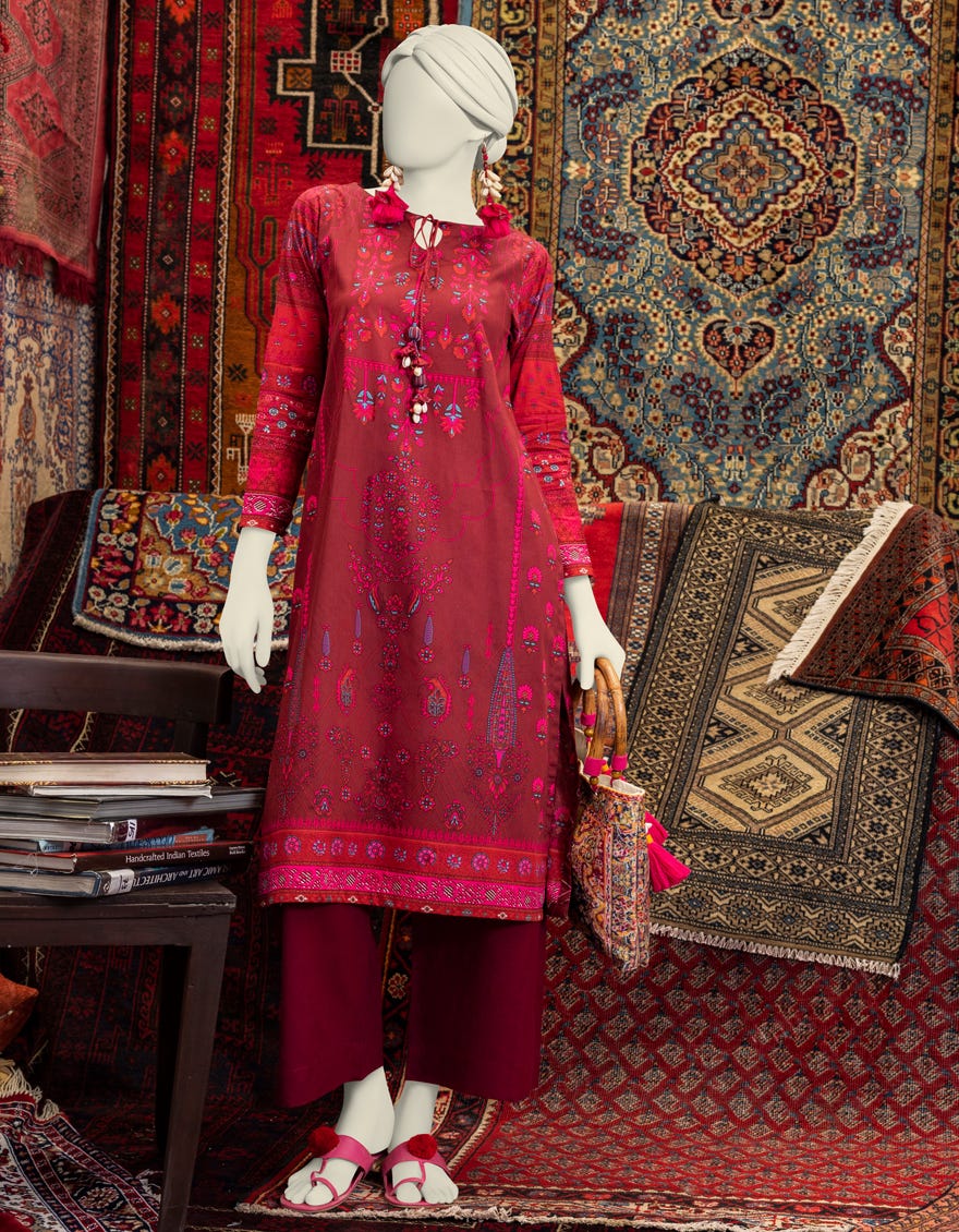 Maroon Cambric Women's Kurti | Jjlk-W-Jws-23-3019