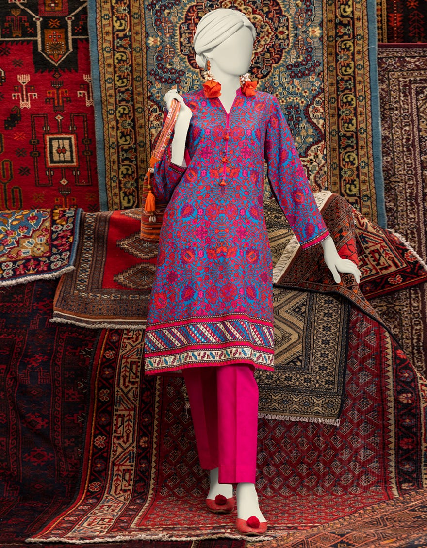 Blue Khaddar Women's Kurti | Jjlk-W-Jws-23-3028