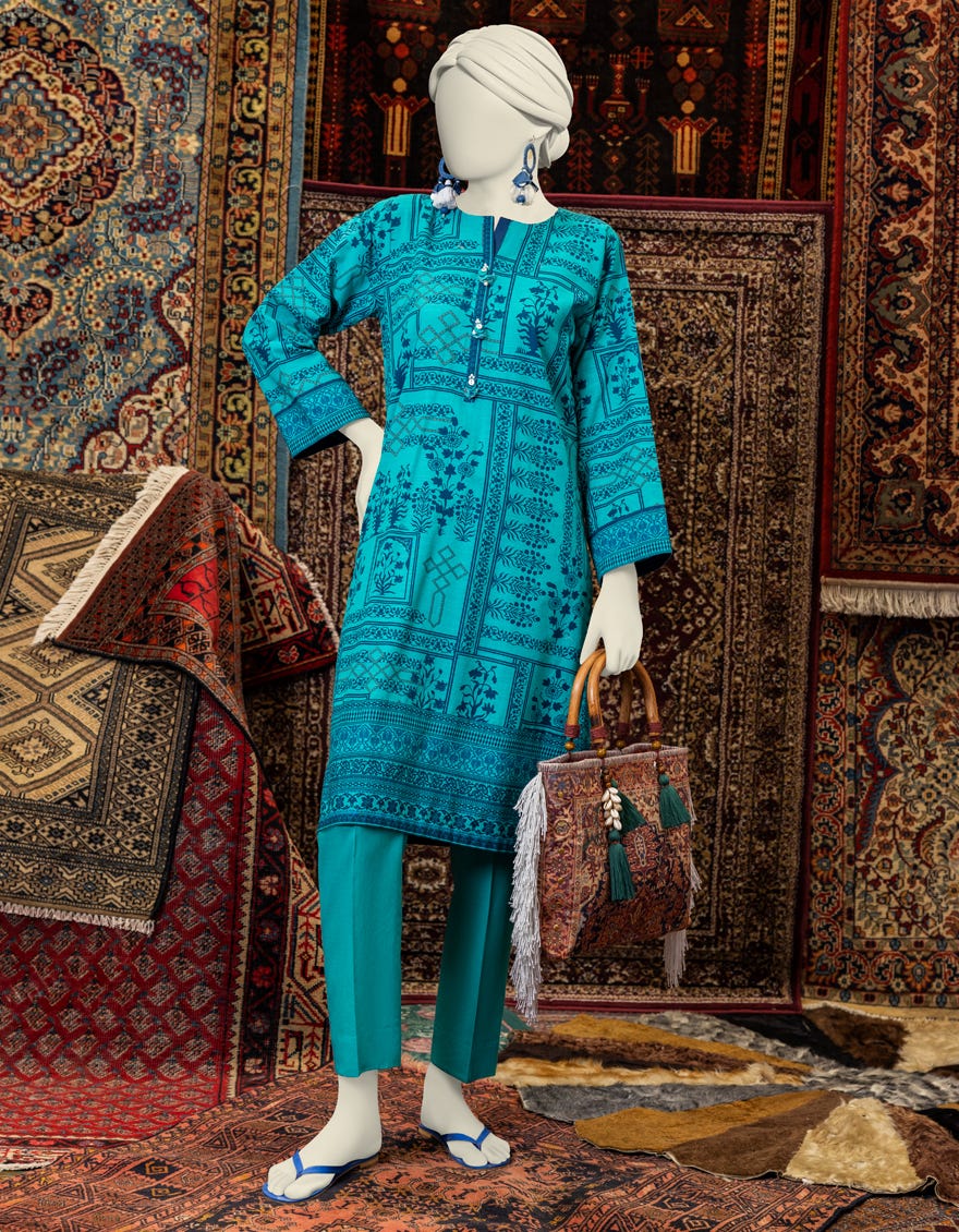 Blue Khaddar Women's Kurti | Jjlk-W-Jws-23-3031