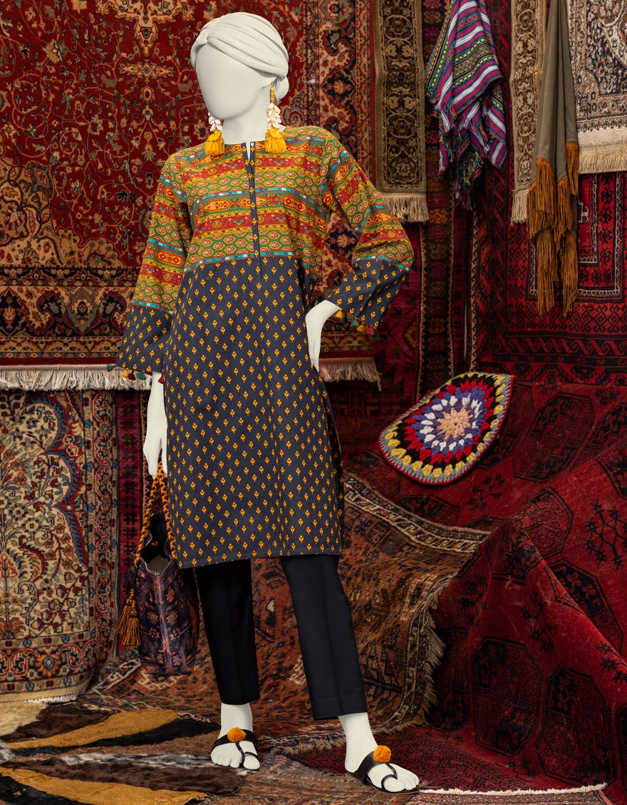 Multicolor Khaddar Women's Kurti | Jjlk-W-Jws-23-3032