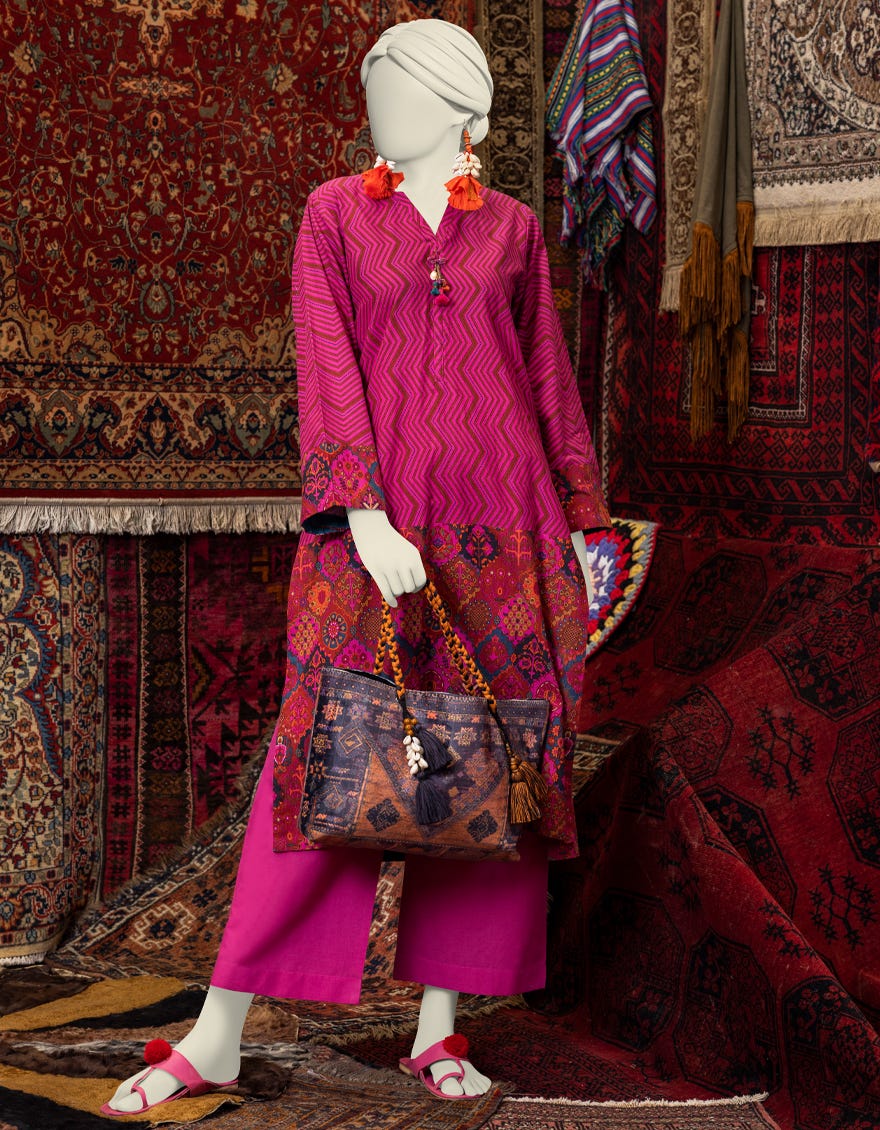 Pink Khaddar Women's Kurti | Jjlk-W-Jws-23-3033