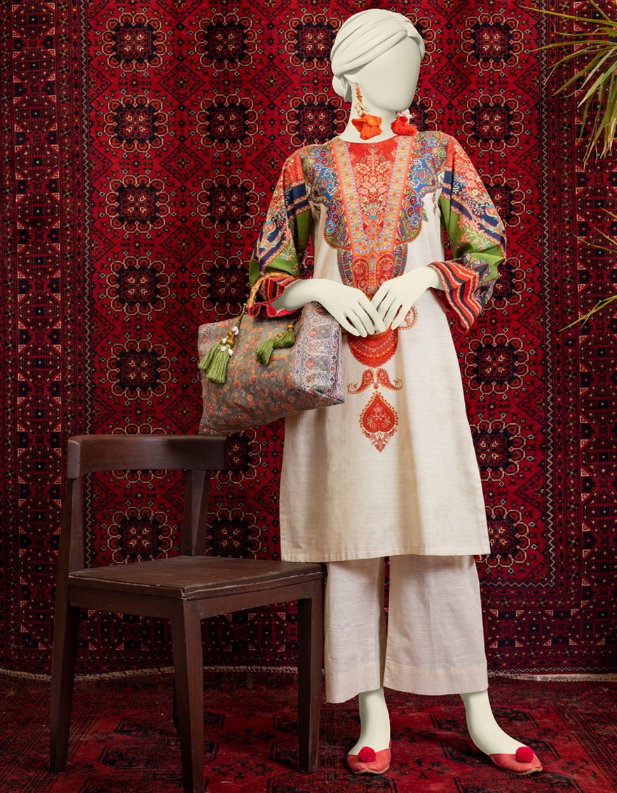 White Khaddar Women's Kurti | Jjlk-W-Jws-23-3036