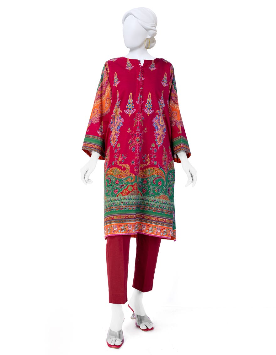 Pink Khaddar Women's Kurti | Jjlk-W-Jws-23-3037