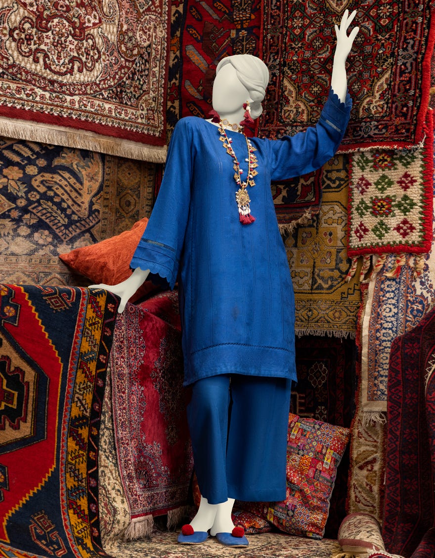 Blue Dobby Women's Kurti | Jjlk-W-Jws-23-3039