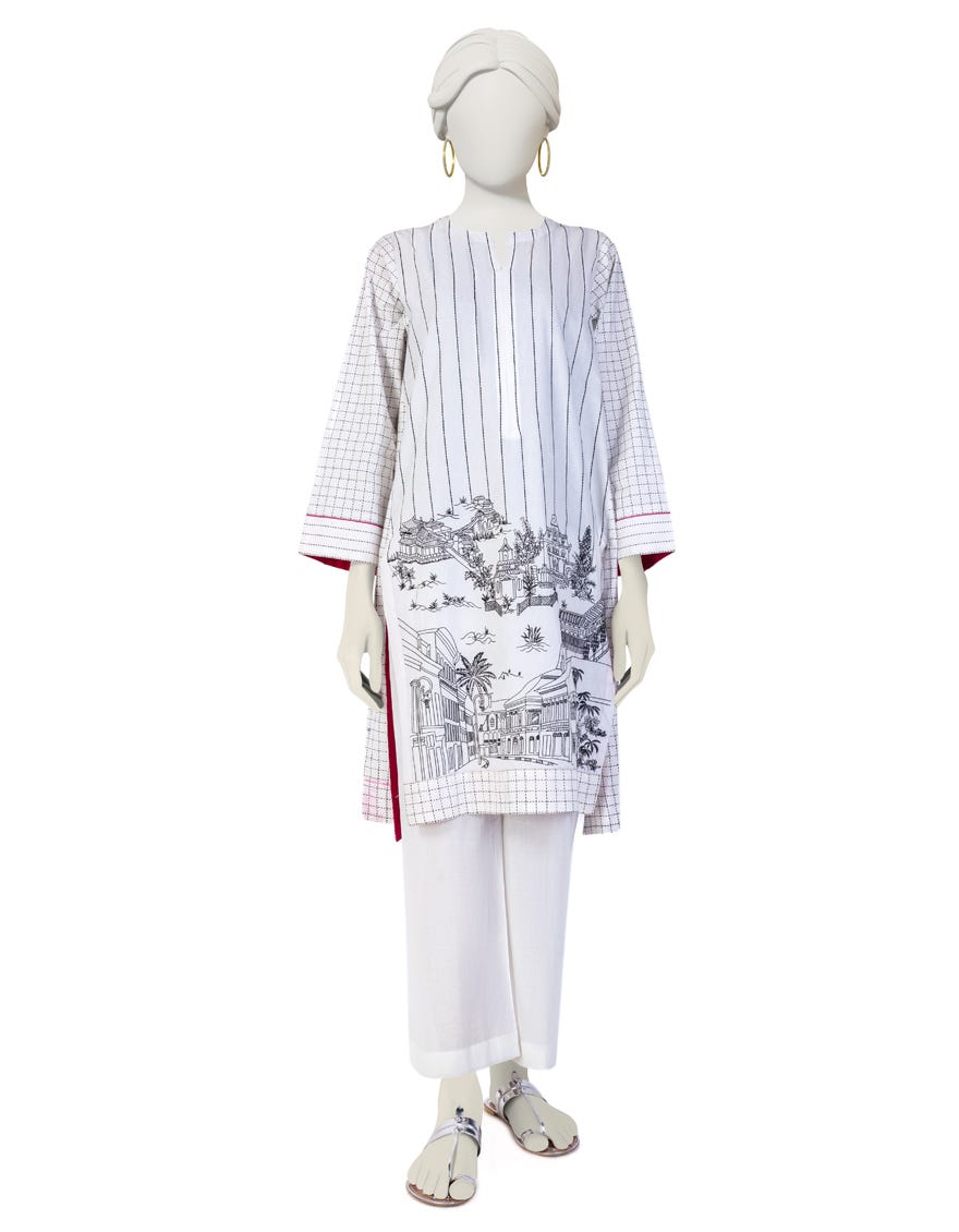 WHITE CAMBRIC KURTA