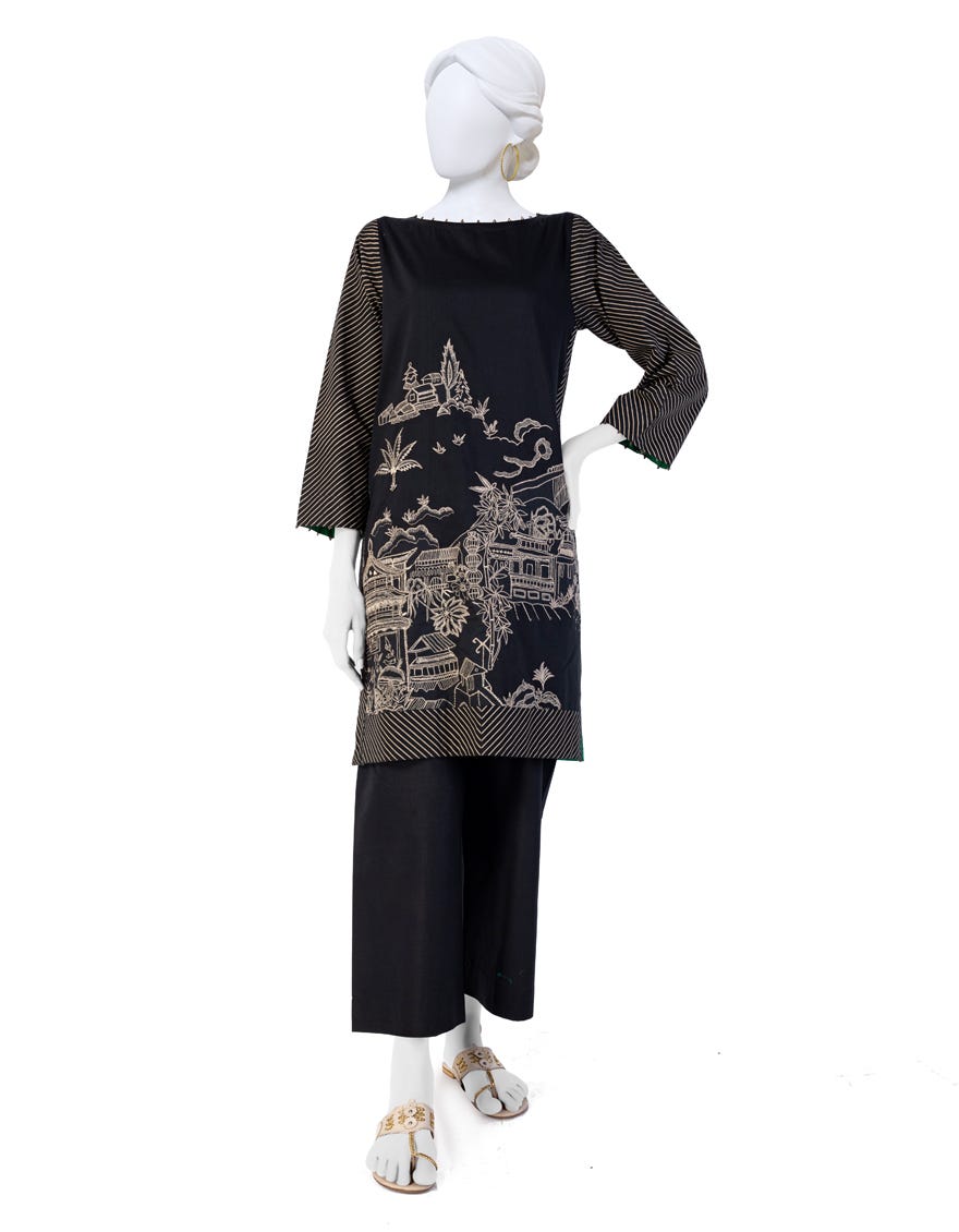 Black Cambric Women's Kurti | Jjlk-W-Jws-23-3043