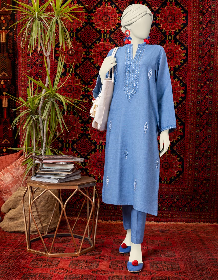Blue Denim Women's Kurti | Jjlk-W-Jws-23-3053