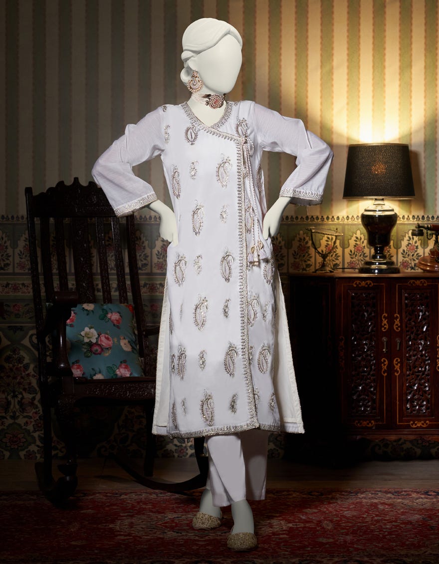 White Organza Women's Kurti | Jjlk-W-Jws-23-3055