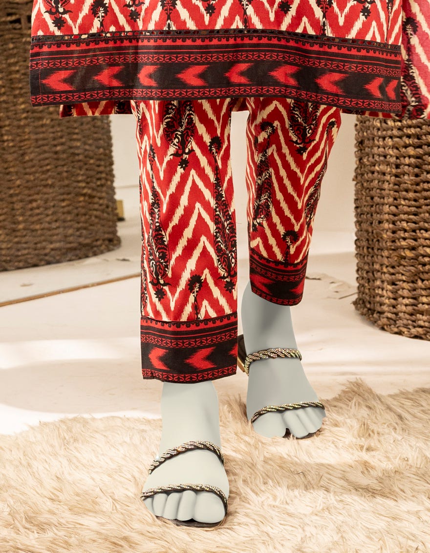 BROWN CAMBRIC PRINTED TROUSERS | JJLT-W-24-3072