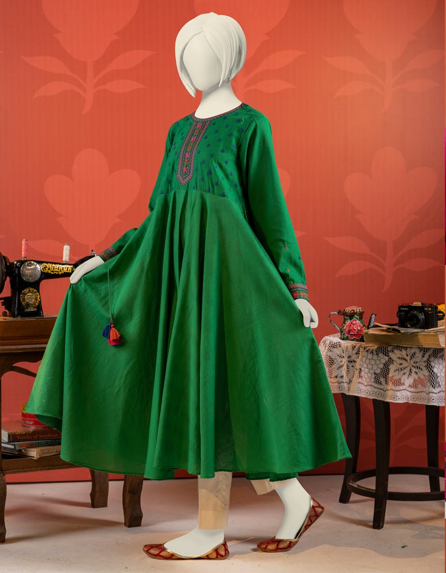 Green Khaddar Teens Kurti | Jygk-W-Jwt-23-4015