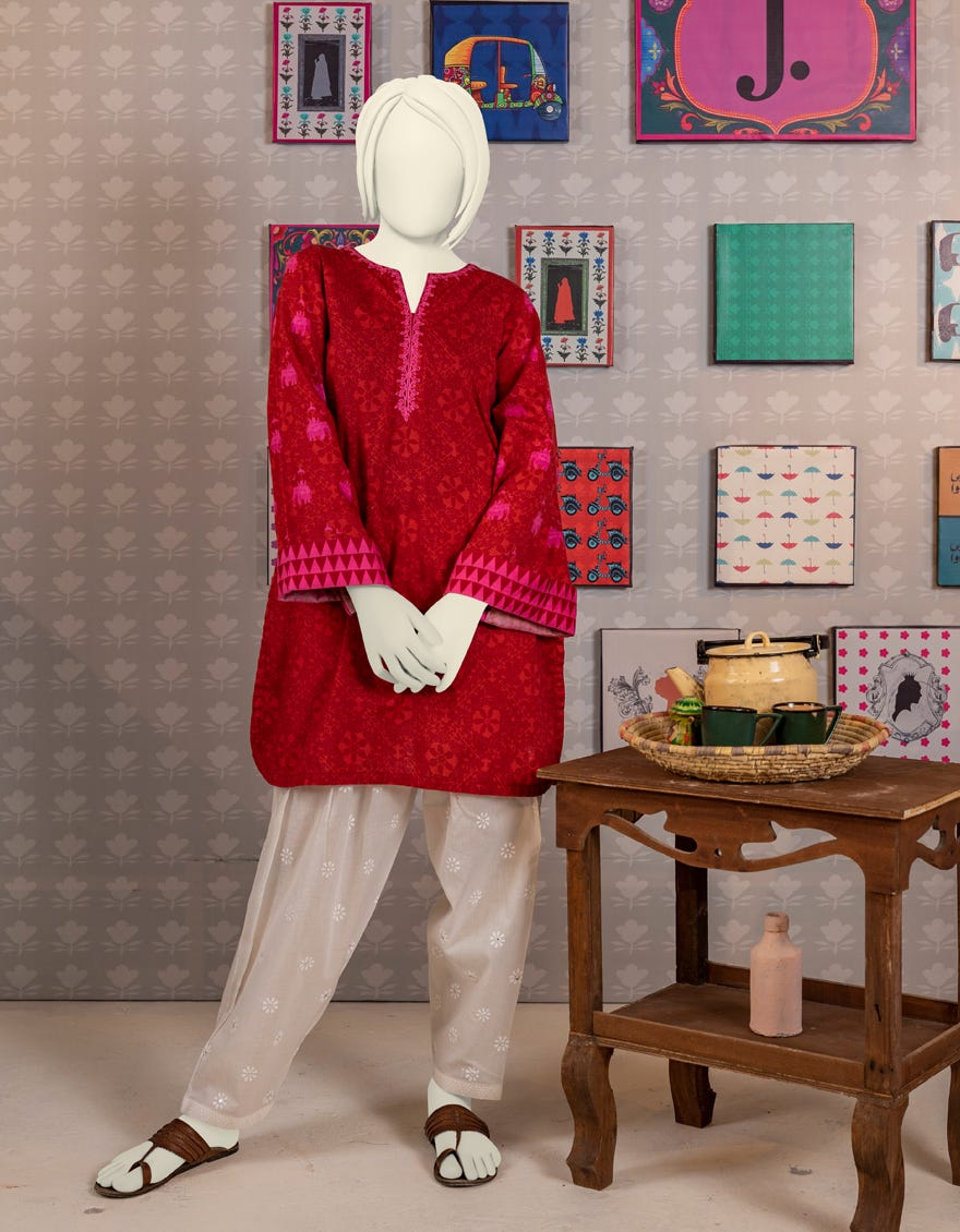 Red Cambric Teens Kurti | Jygk-W-Jwt-23-4018