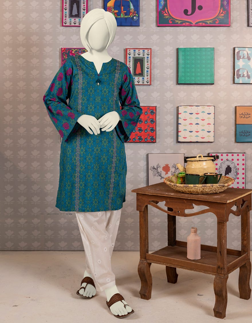 Teal Cambric Teens Kurti | Jygk-W-Jwt-23-4019