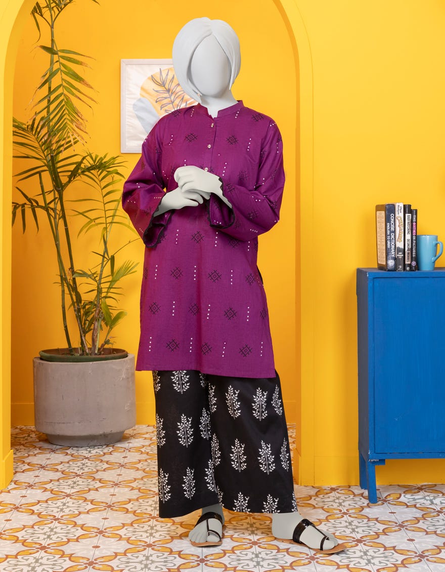 Purple Liminal 2 Piece Stitched Dress | Jygk-S-Jwt-24-3201
