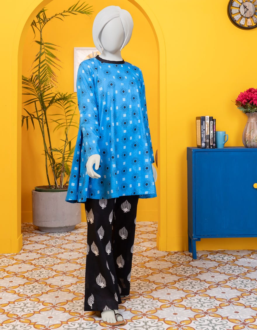 Blue Liminal 2 Piece Stitched Dress | Jygk-S-Jwt-24-3203