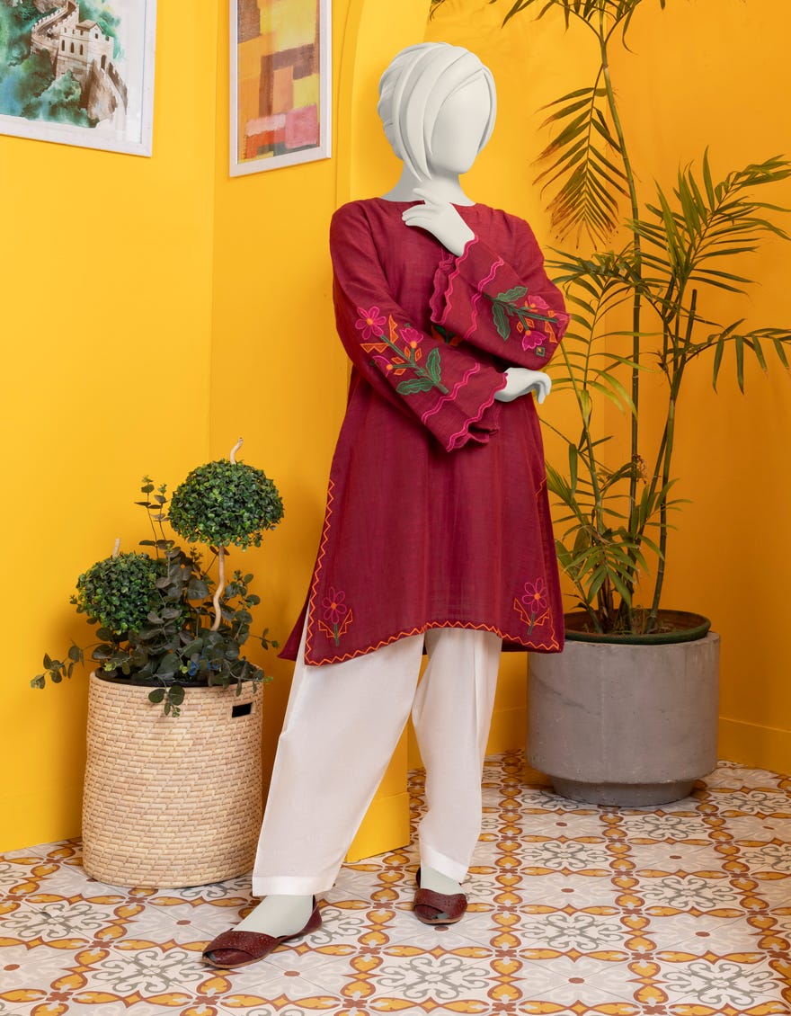 Maroon Khaddar Kurti | Jygk-S-Jwt-24-4008
