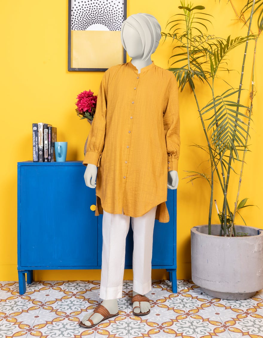Ochre Khaddar Solid Kurti | Jygk-S-Jwt-24-4012