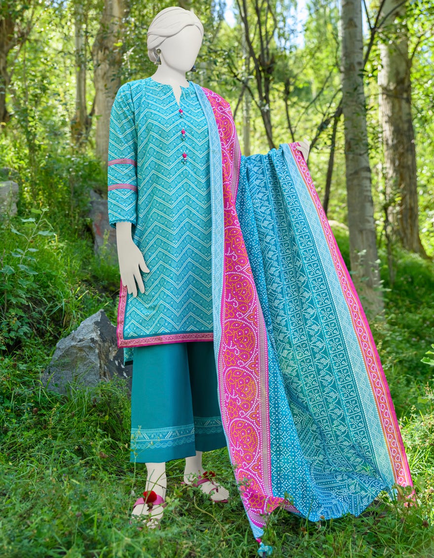 Multicolor Cambric Unstitched 3 Piece Dress | Jjls-W-Jwu-23-1766