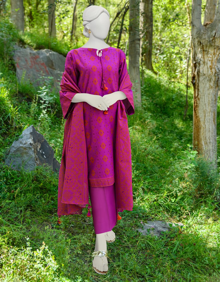 Purple Cambric Unstitched 3 Piece Dress | Jjls-W-Jwu-23-1767