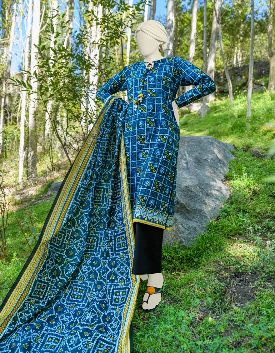 Multicolor Khaddar Unstitched 3 Piece Dress | Jjls-W-Jwu-23-1770