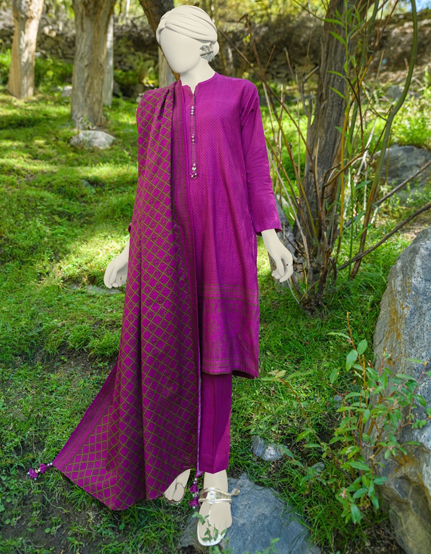 Multicolor Khaddar Unstitched 3 Piece Dress | Jjls-W-Jwu-23-1771