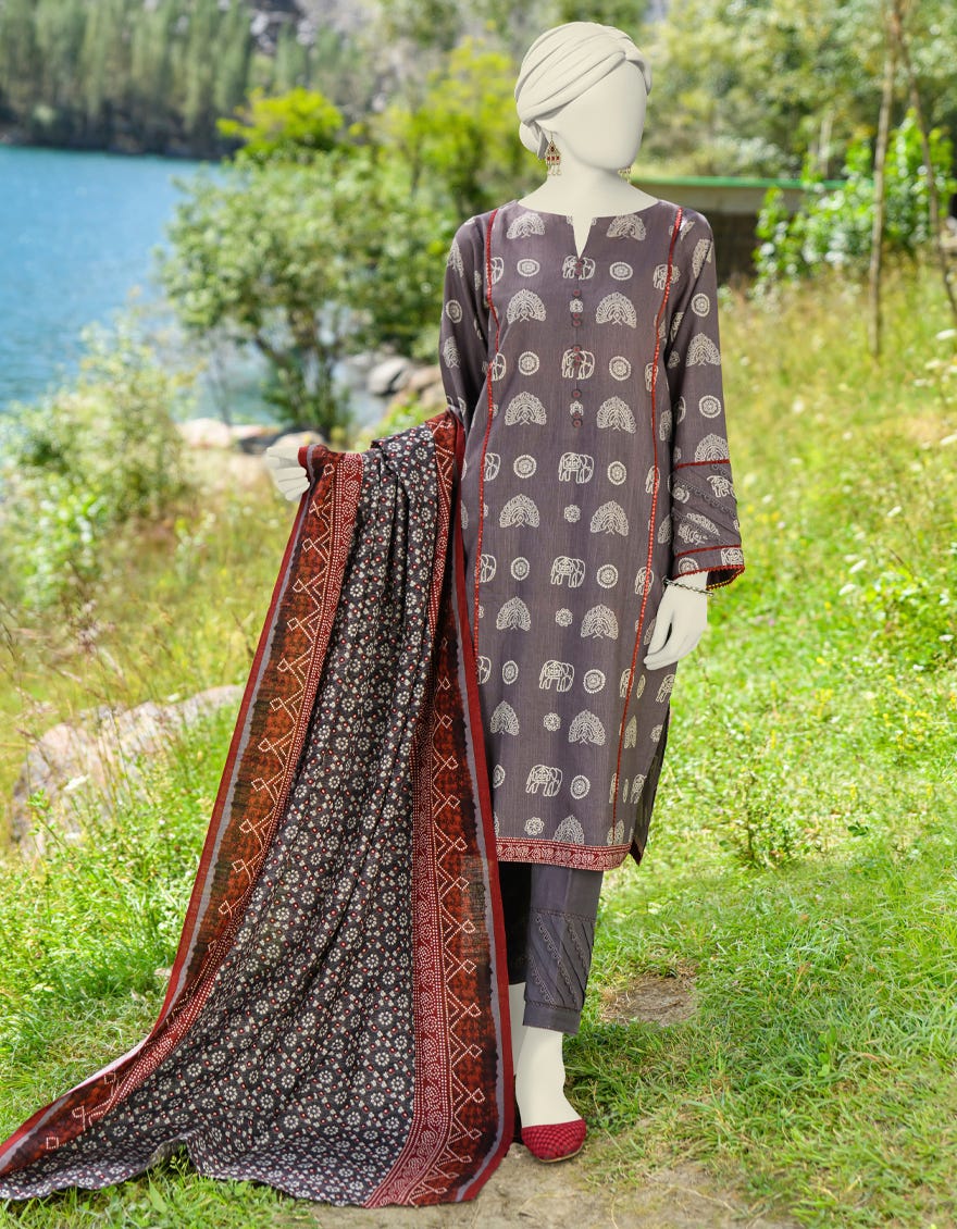 Multicolor Khaddar Unstitched 3 Piece Dress | Jjls-W-Jwu-23-1776