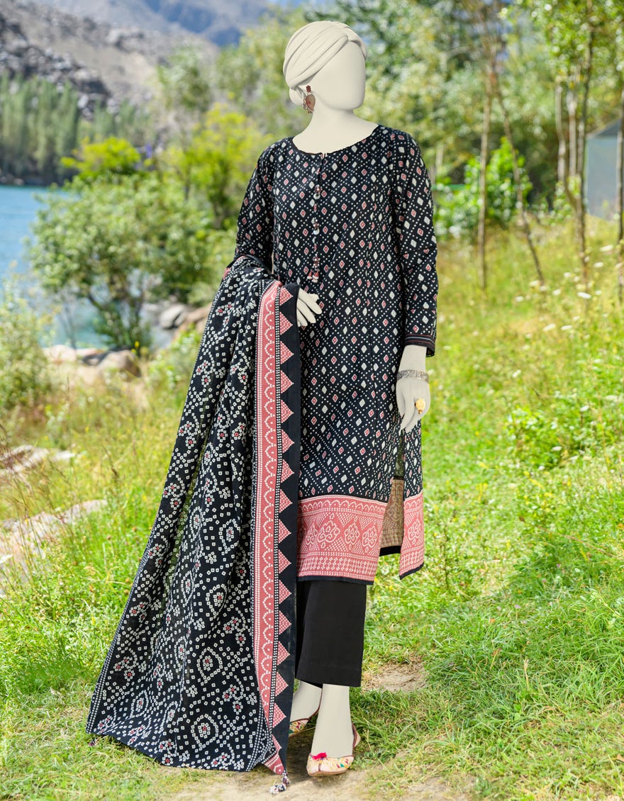 Multicolor Khaddar Unstitched 3 Piece Dress | Jjls-W-Jwu-23-1777