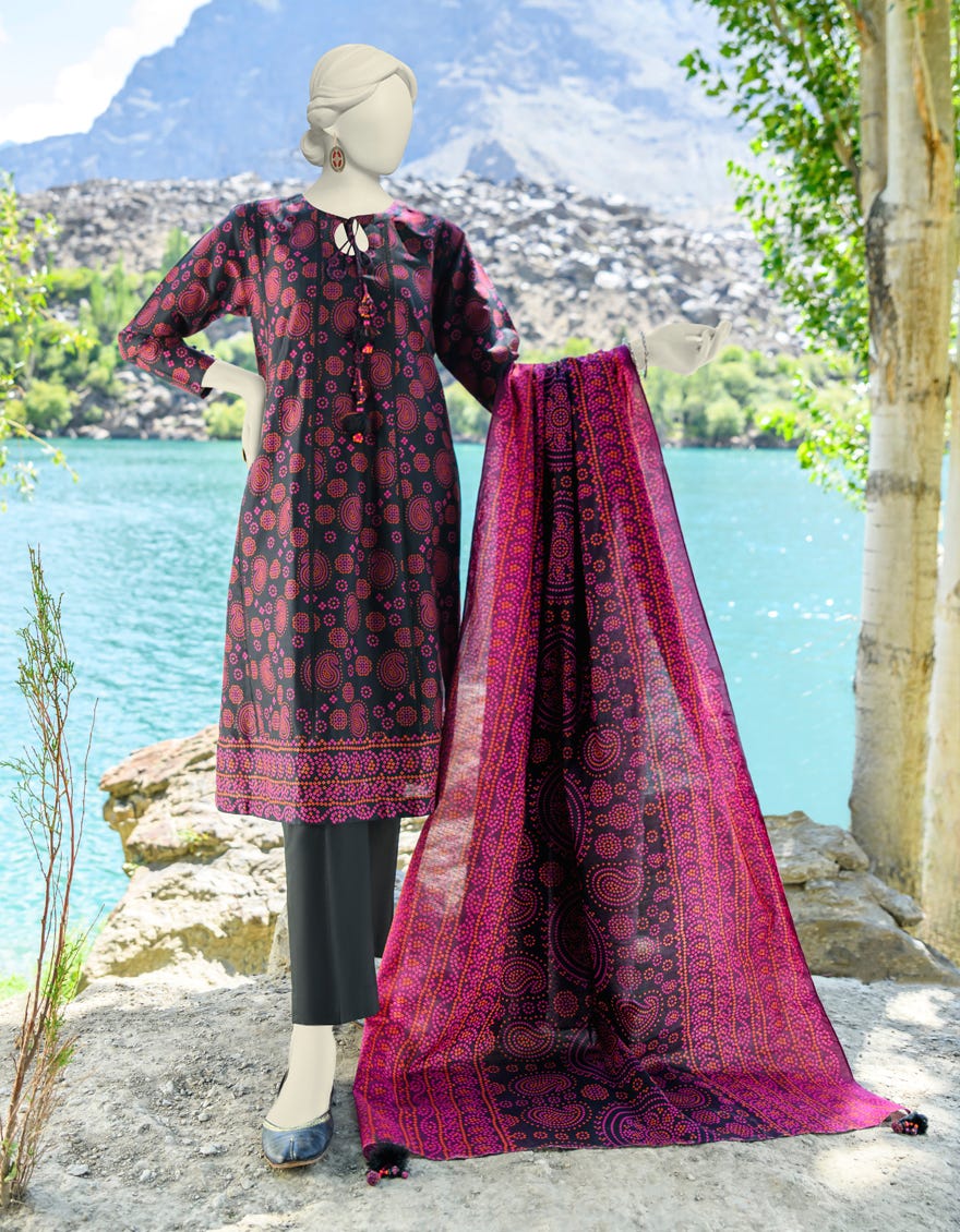 Multicolor Cambric Unstitched 3 Piece Dress | Jjls-W-Jwu-23-1780